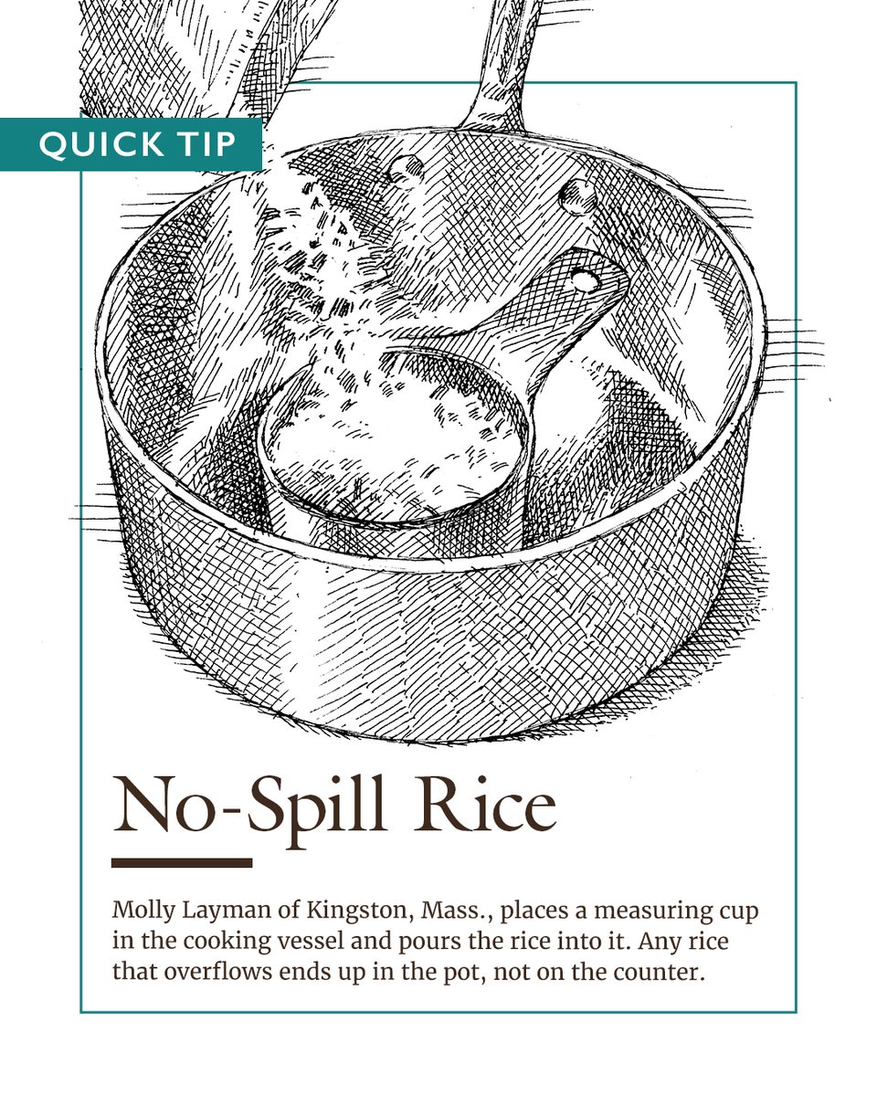 Use this quick tip for easy clean up when pouring rice. More tips and tricks in our latest May/June 2024 issue:  cooks.io/3U8tWMK