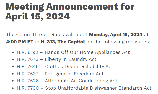 Amid discussion of whether/when Speaker Mike Johnson will bring a Ukraine funding bill to the floor, the GOP majority just noticed that the Rules Committee will meet Monday to prepare the bills below for floor consideration in the House next week. Sadly, this is not a joke.