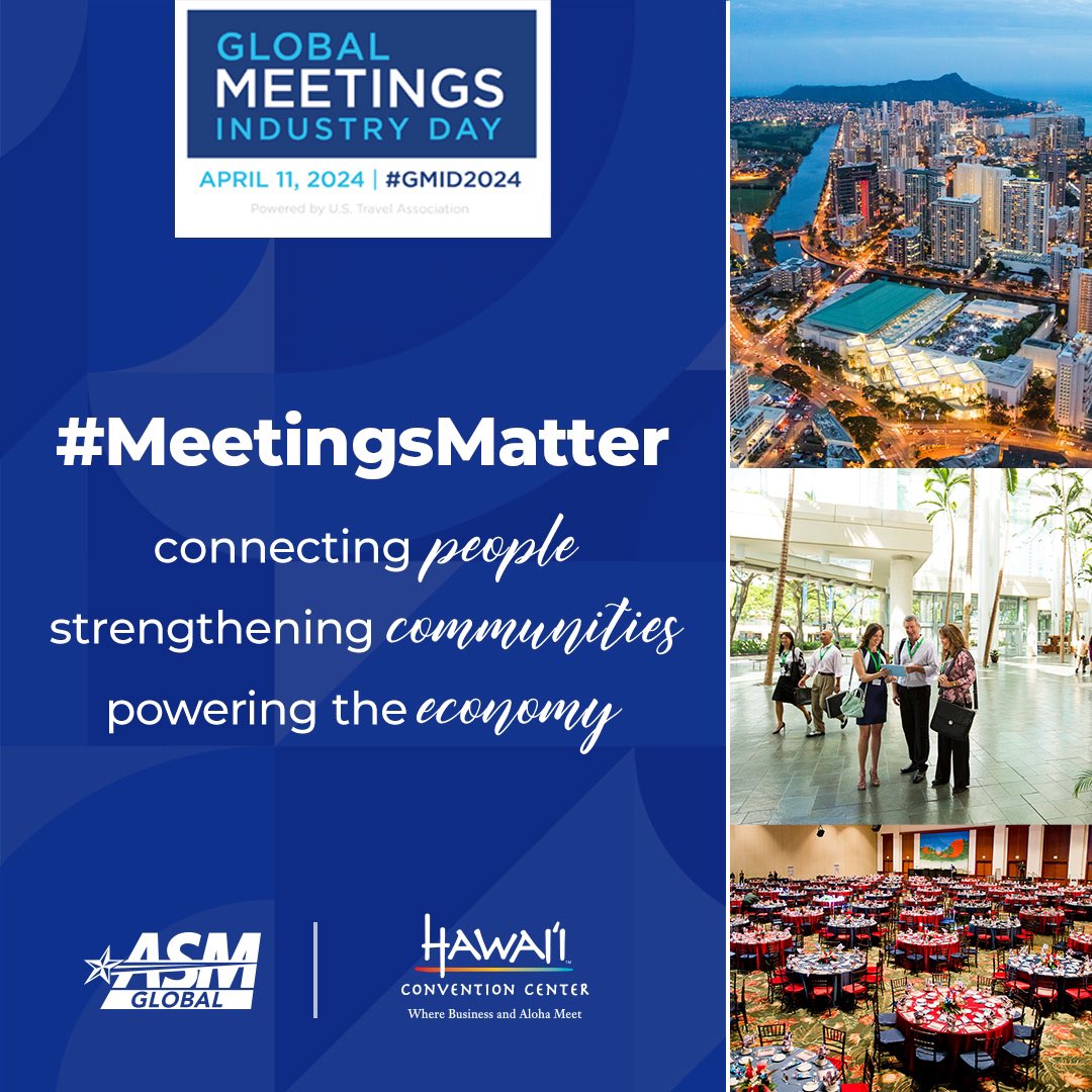 Today is Global Meeting Industry Day! The Hawaii Convention Center and ASM Global celebrates the power and impact meetings, trade shows, exhibitions, conferences and conventions bring to the people, businesses and communities we serve. #GMID2024 #ASMGlobal #ASMGlobalActs