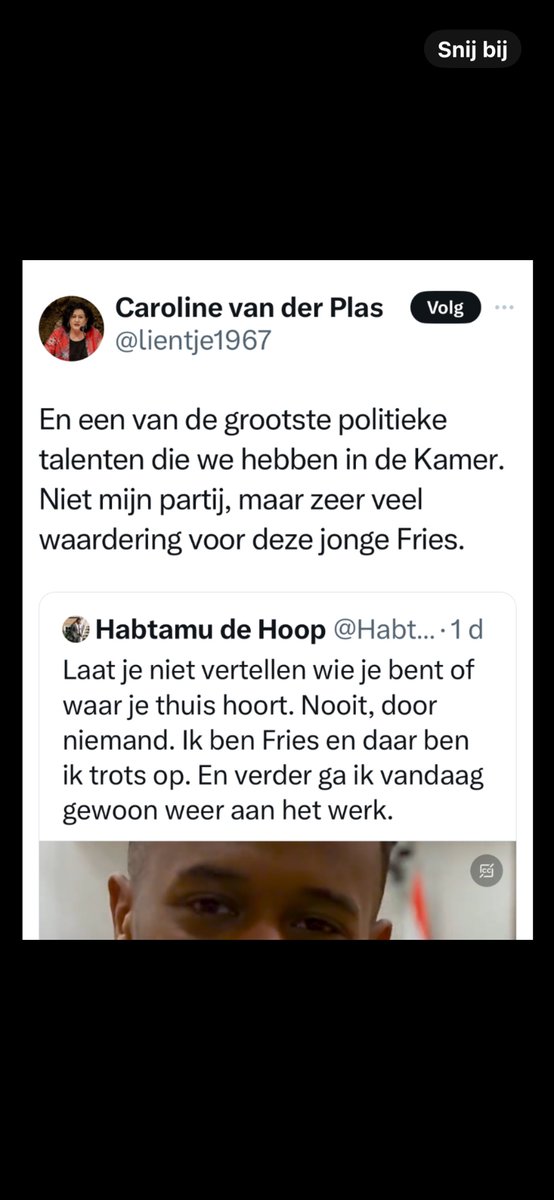 Rept met geen woord over de racistische uitspraken van Johan Derksen. 

Alleen voor de vorm iets over Habtamu de Hoop schrijven. Met het steekje “niet mijn partij”.

Zo laf is Caroline van der Plas/Lientje.

(#vandaaginside #Derksen aangifte Het OM