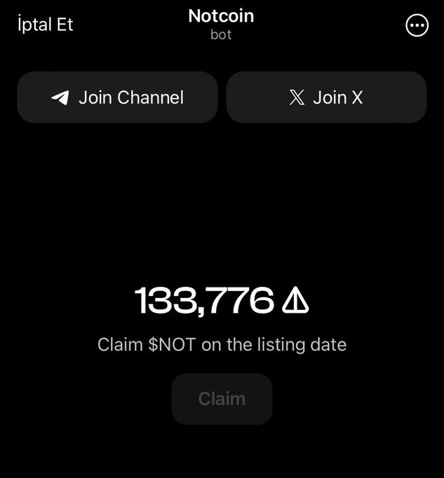Millet 133776 tane $NOT kazanmışım.

ÇEKİLİŞ YAPALIM 10 kişiye 10.000 tane NOT coin dağıtalım

RT ve beğeni yapmanız yeterli ❤️

Süre 36 saat 🍀
