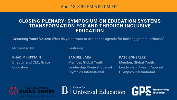 We are 7days out! Next week, Special Olympics cohosts the Center for Universal Education’s annual symposium alongside @BrookingsGlobal & @GPforEducation. This year’s focus: transforming systems for and through inclusive education. Join us online ➡️brnw.ch/21wIJDX