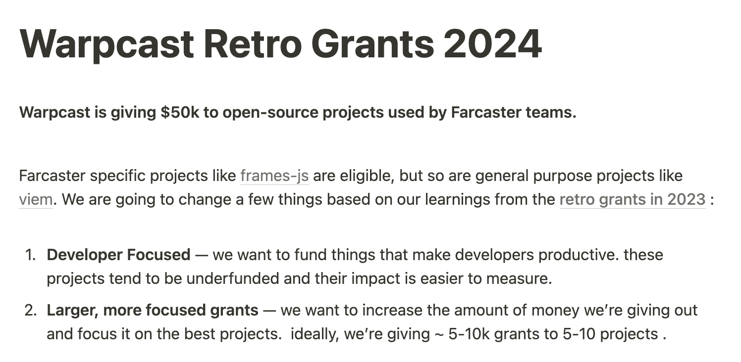 Varun Srinivasan on X: &ldquo;Warpcast is giving $50k to OSS projects 