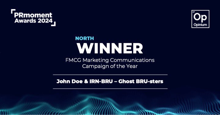 Our FMCG Marketing Communications Campaign of the Year, sponsored by @OpiniumResearch winner is…

@whatjohndoesays for its Ghost BRU-sters campaign with IRN-BRU 🍹