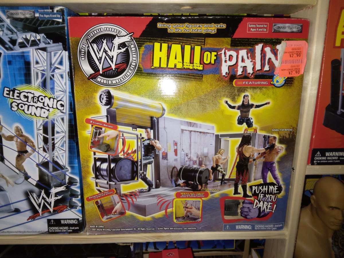 We got some Cool Rarities out of Storage for Display! Including SmackDown Entrance Stage, SmackDown Real Sounds Arena, SmackDown Stage of Rage, and Hall of Pain! Jakks made some Cool Playsets!