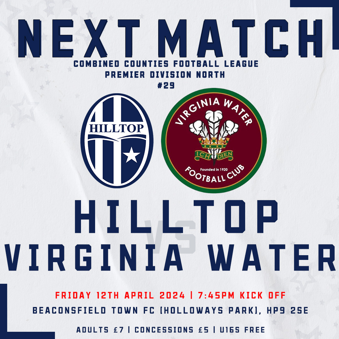 Tomorrow we play @vwfcofficial at Beaconsfield Town FC (Holloways Park) 📆 Friday 12th April 2024 ⏰ 7:45pm kickoff 📍 Beaconsfield Town FC (Holloways Park), HP9 2SE Come down & support the boys