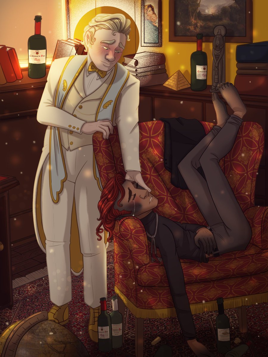 'may you dream of what you love the most, my dear...' 🥺💜 #GoodOmens #GoodOmensFanArt #ineffablehusbands