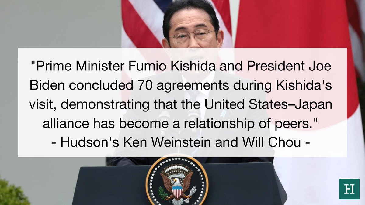 Prime Minister Kishida's state visit to Washington highlights the significant advances in security, economic, and technological cooperation between Japan and the US under his government. Read @KenWeinstein & @WillRevenge's analysis of the summit: hudson.org/security-allia…