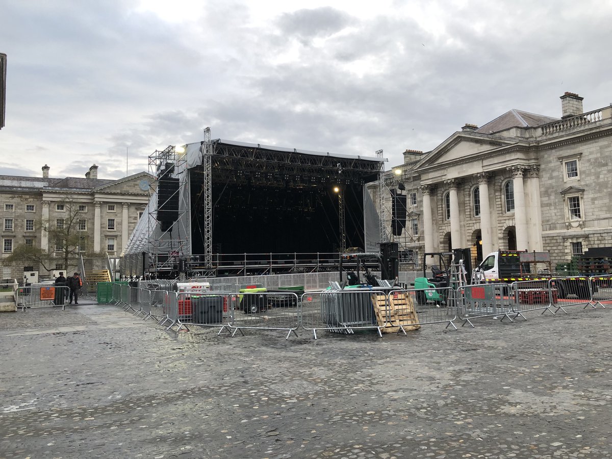 Preparations continuing today for Trinity Ball 2024. Campus transformed and weather looks promising for tomorrow night’s big event in @tcddublin