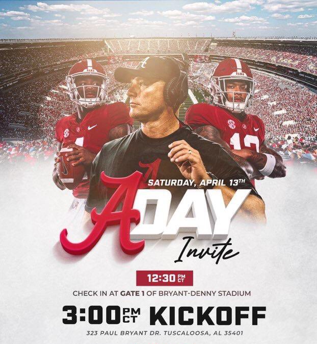 I will be in Tuscaloosa For A-Day this weekend❗️🐘@KalenDeBoer @freddierch8 @TDARecruiting @RTRnews @CoachL__