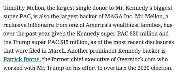 Seems notable that Trump's campaign staff and donors all think boosting RFK jr and other third-party candidates will hurt Biden and help elect Trump. nytimes.com/2024/04/10/us/…