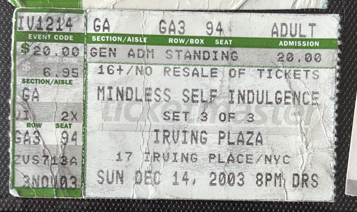 .@The_MCR_Archive I thought these were lost to time, but two never before seen photos for you: December 14th, 2003 at Irving Plaza, with MCR opening for Mindless Self Indulgence.