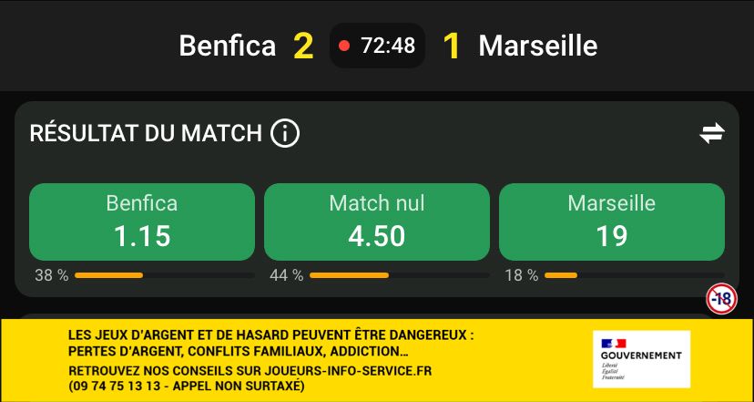 Plus qu'un but pour revenir au score, Marseille le fait ? 🤔 #SLBOM