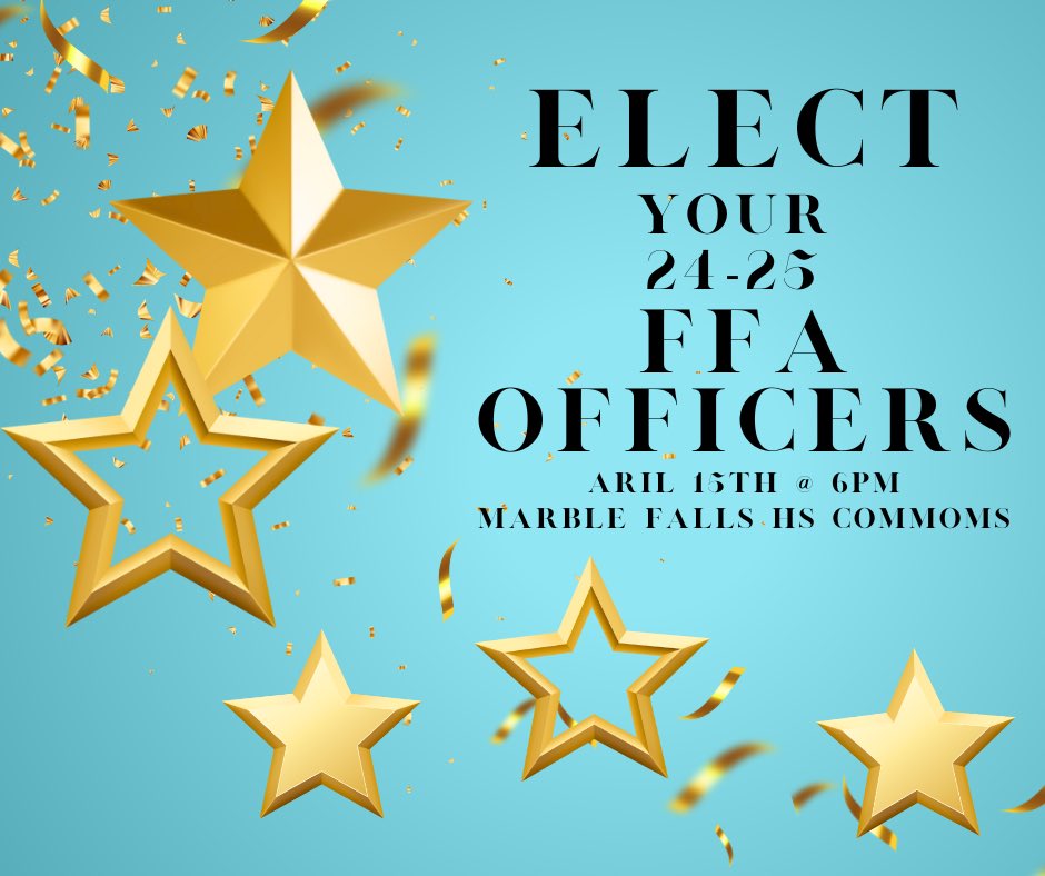 Come to our meeting April 15th to vote on your 24-25 officer team