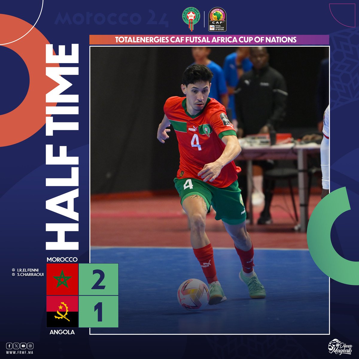 نهاية الجولة الأولى | 🇲🇦 2-1🇦🇴 Our Futsal National Team is leading against Angola 💪