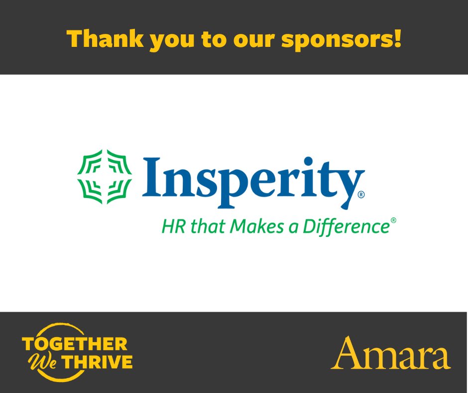 Thank you @Insperity for your sponsorship of Together We Thrive! Amara brings our community together each yr in support of kids & families experiencing the #childwelfare system or at risk of entering it & w/sponsors like you, we can help families soar.
amarafamily.org/togetherwethri…