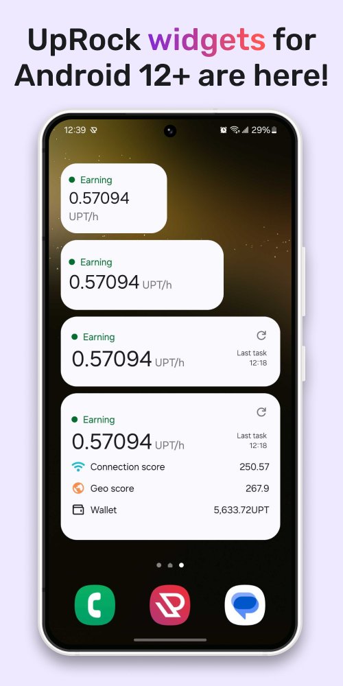 We’re ecstatic to unveil the latest update for UpRock on Android! Introducing UpRock App Widgets (Android 12+) and task status notifications, giving you even more control and convenience. After update, go to settings > Add status widget to home screen But wait, there’s more!