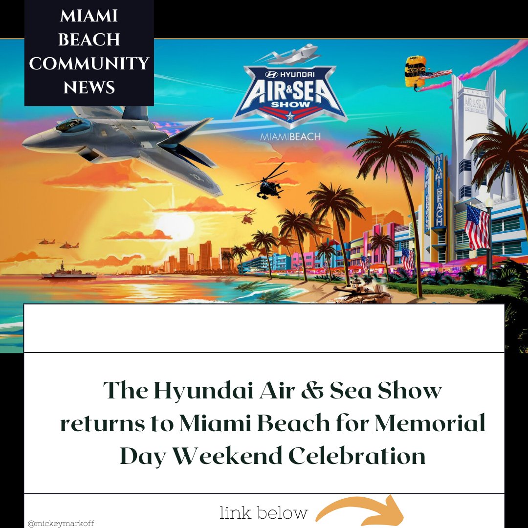 The #HyundaiAirandSeaShow returns to #MiamiBeach this #MemorialDayWeekend!

bit.ly/3Jfax6t

Join us as we celebrate the true meaning of Memorial Day!

#airshowstuff #MemorialDay