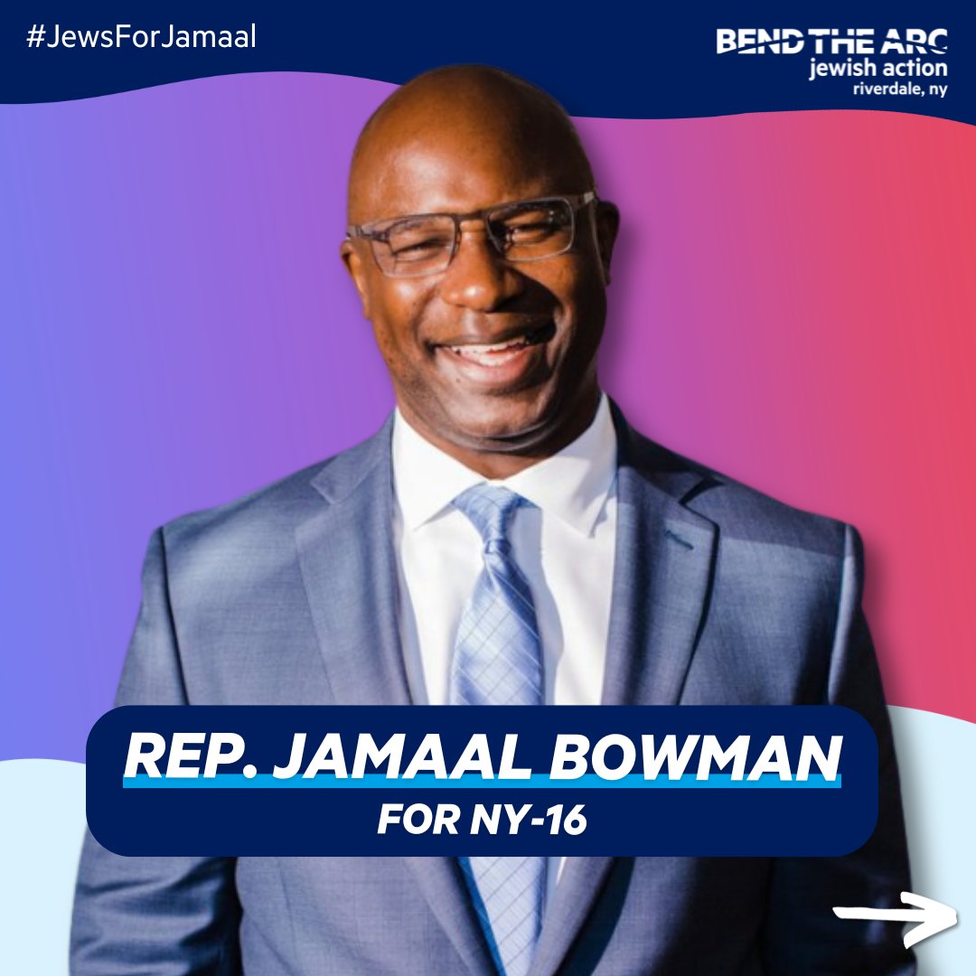 Bend the Arc: Jewish Action's Riverdale chapter is part of a diverse coalition of Jews in the NY-16 area and around the country under the banner of Jews for Jamaal, supporting @JamaalBowmanNY. #JewsForJamaal