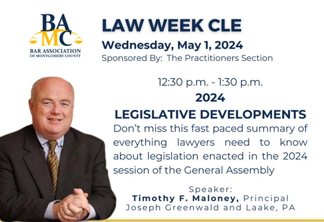 JGL_Law's tweet image. Timothy Maloney presents a CLE for @BAMC_law on May 1st. jgllaw.com/news/tim-malon… #LawWeek #LawDay #CLE #BAMC