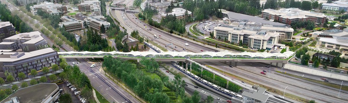 Just announced: the City of Redmond will open the massive covered pedestrian and bike bridge over SR 520 at Redmond Technology Station on Monday, April 22, in advance of the start of light rail service on the 2 Line the following Saturday.