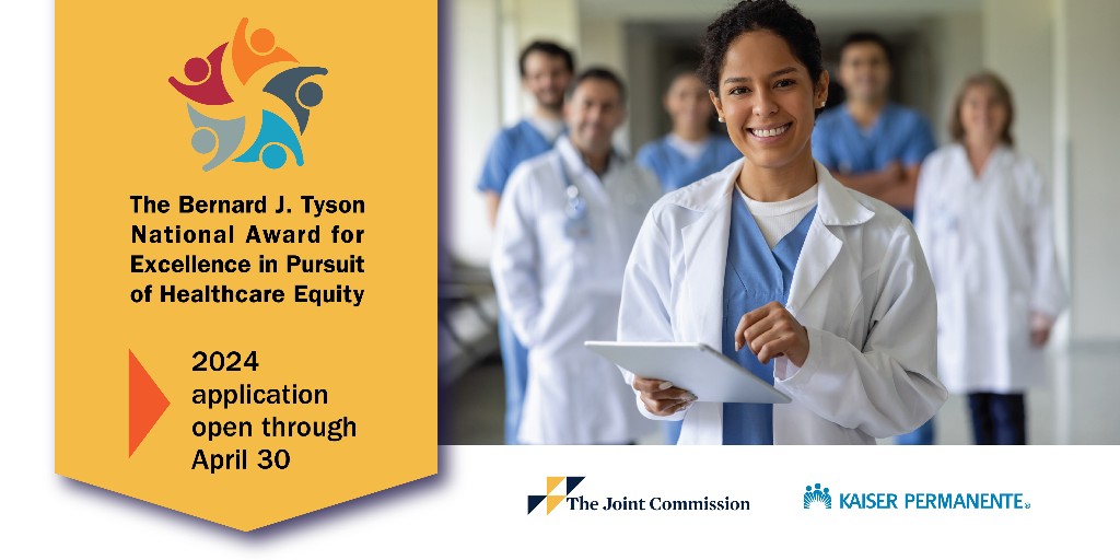 Don't miss out! Earn recognition for your healthcare organization's efforts to reduce healthcare disparities. Apply for the Bernard J. Tyson National Award for Excellence in Pursuit of Healthcare Equity by April 30. Apply now: bit.ly/3U4Mw8p #TysonAward