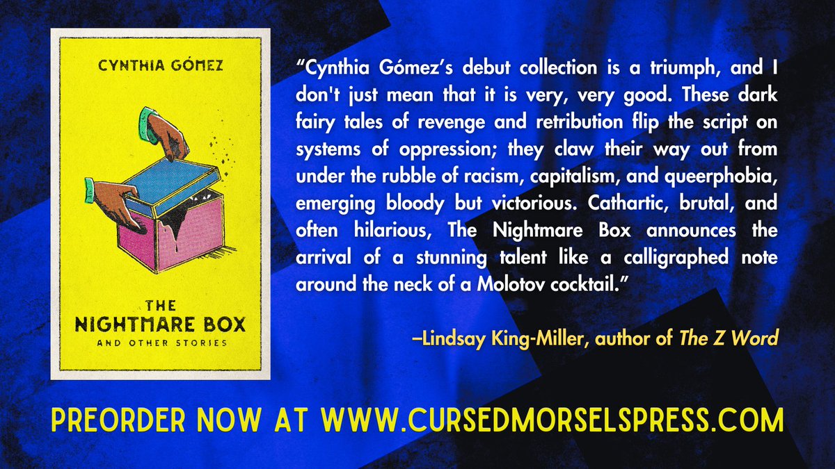 Delighted to have this @AskAQueerChick blurb for The Nightmare Box and Other Stories! Preorder your copy over at cursedmorselspress.com and receive a free Solidarity Forever zine with your order!