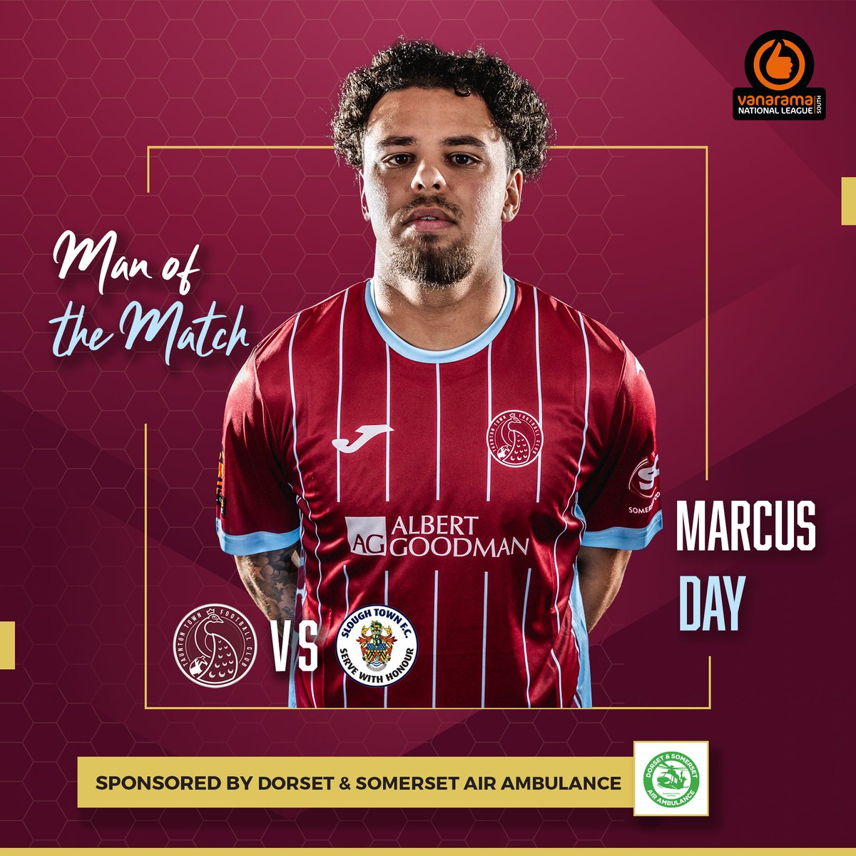 𝗠𝗮𝗻 𝗼𝗳 𝘁𝗵𝗲 𝗠𝗮𝘁𝗰𝗵 🏆🦚 Marcus Day as been named as the @dsairambulance Man of the Match for volunteering to play in between the sticks and putting in a shift 👏 Congratulations @MarcusDay007 🙌🦚 #UpThePeacocks 🦚