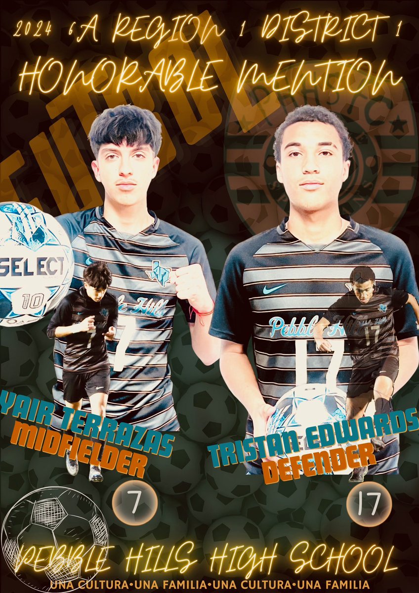 Congratulations to Yair Terrazas and Tristan Edwards for being selected for the Honorable Mention District Team of the year!⚽️🏆 #HicimosHistoria @MGarcia_PHHS @CLopez_PHHS @Odiaz_MPMS @APRIL_PHHS @PHills_HS #TeamSISD #RISE