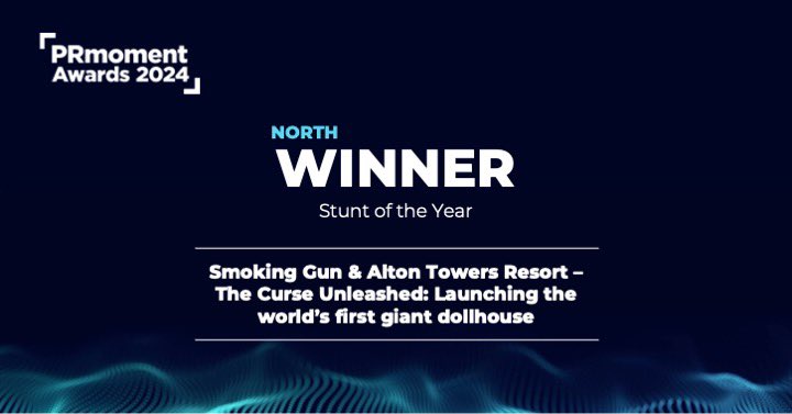 PRmoment (@therealprmoment) on Twitter photo The gold award winner for our Stunt of the Year is…
<a href="/SmokingGunPR/">Smoking Gun Agency</a> for The Curse Unleashed: Launching the world’s first giant dollhouse with Alton Towers Resort 🏅 The gold award winner for our Stunt of the Year is…
<a href="/SmokingGunPR/">Smoking Gun Agency</a> for The Curse Unleashed: Launching the world’s first giant dollhouse with Alton Towers Resort 🏅