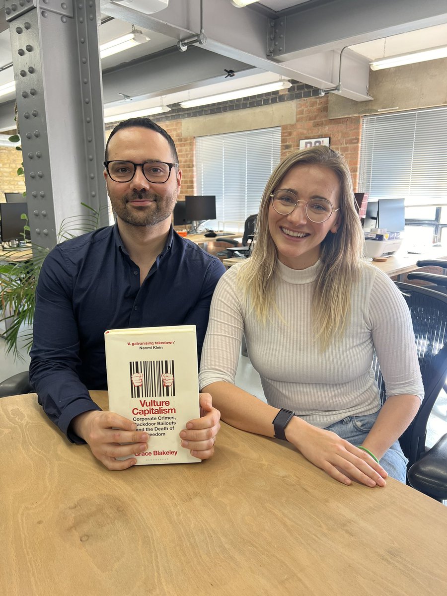 Great seeing @graceblakeley today - as ever! Vulture Capitalism is a cracking read & its vignettes on Boeing, Fordlandia, the rise of the Bank of England, & a progressive version of the Docklands redevelopment (which never happened) are fascinating! Up soon on @novaramedia