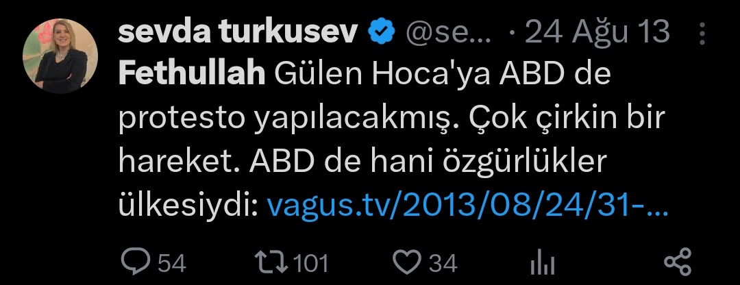 Durmadan Yeniden Refah Partisi ve Fatih Erbakan'a saldıran Sevda Türküsev'in terörist fethullah g*len ile alakalı tweetleri ortaya çıktı.