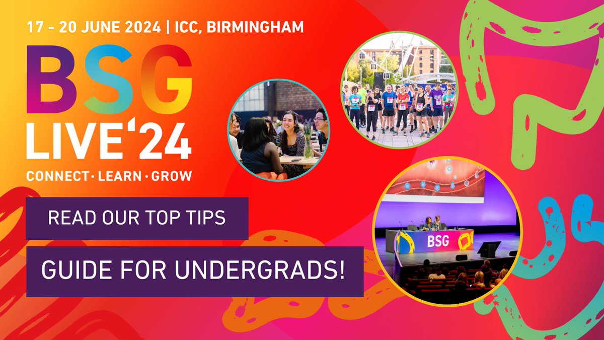 Are you an undergrad attending #BSGLIVE24 for the first time on 17th - 20th June in Birmingham? 🚆 Check out our top tips ✔️ to help you navigate this year's conference and get the most out of it, make sure you register online! 🎫 bit.ly/43TLRdb