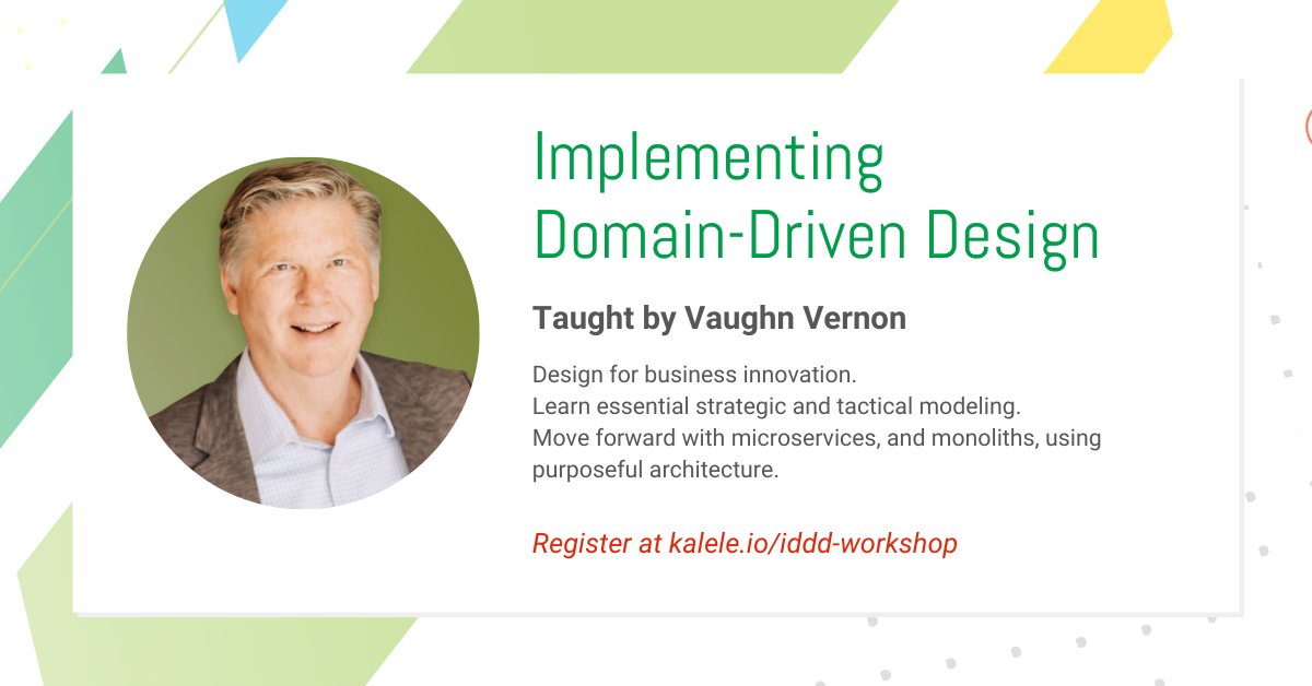 The Implementing DDD workshop with @VaughnVernon starts in a few weeks. Taught online May 14-17 in 4 half-day sessions, it is a great opportunity to learn and stay within current budgets. Have you registered? Discounted tickets are still available: bit.ly/learnddd