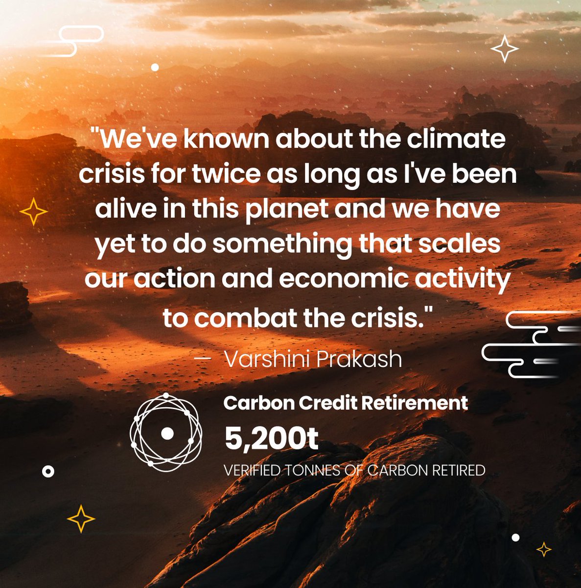Today KlimaDAO dedicates the retirement of 5,200 carbon tonnes to @sunrisemvmt and @VarshPrakash. It will take a courageous new generation to align the economy with our planet's well-being—a generation that KlimaDAO endeavors to empower through Web3. 👉 klima.fyi/present-14