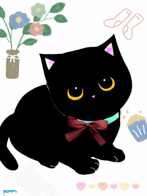 おはよー好きな場所はここネコ#イラスト #黒ねこ 