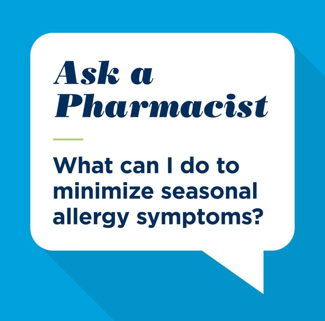From avoiding triggers to trying over-the-counter treatments, there are many things you can do to minimize your seasonal allergy symptoms. For advice on choosing an allergy treatment option specific to your symptoms, speak with our pharmacist. 
#AskaPharmacist #AllergySeason