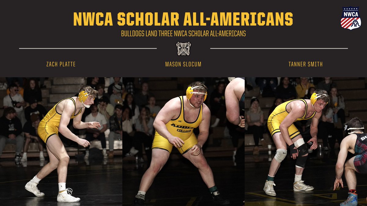 The men's @AC_Bulldogs team landed three NWCA Scholar All-Americans

📰tinyurl.com/4bxcw5ku

#d3wrestle #GDTBAB