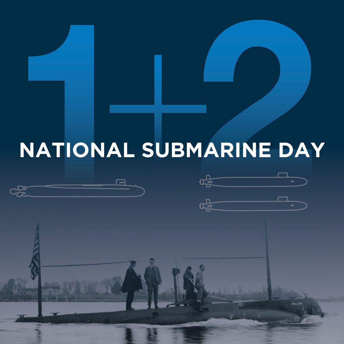 The U.S. Navy adopted and commissioned the USS Holland (SS-1) on April 11, 1900. This vessel was used to collect data and advance submarine technology. Today, we carry on that effort through the U.S. Navy’s 1+2 mission. #ColumbiaClass #VirginiaClass #NationalSubmarineDay