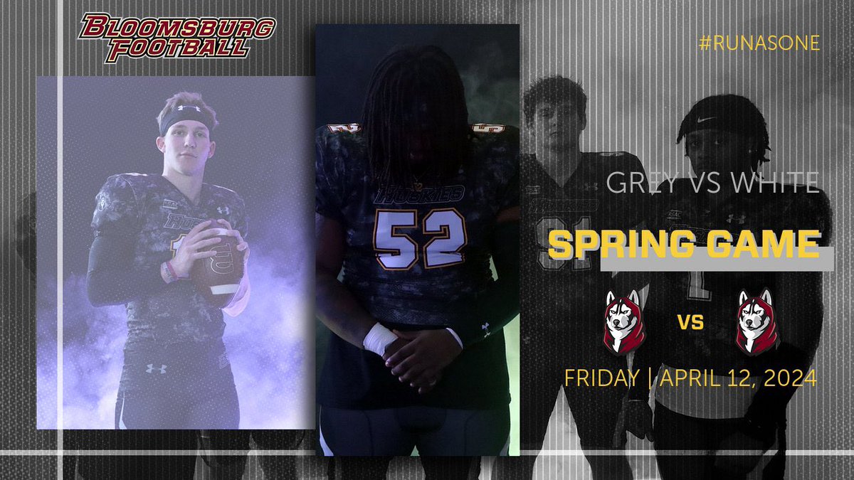 Grey-White Game. Come out for Spring Football tomorrow night, 6pm at Redman Stadium!

#LetsGoHuskies #RunAsOne #Unleashed