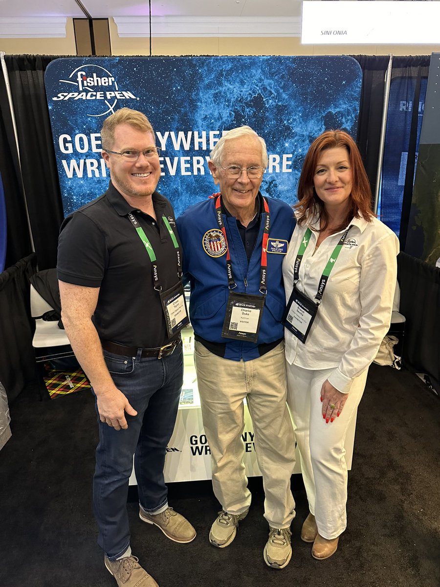 What an honor to have Apollo 16 🧑‍🚀Charlie Duke come visit our booth on the final day of #SpaceSymposium!