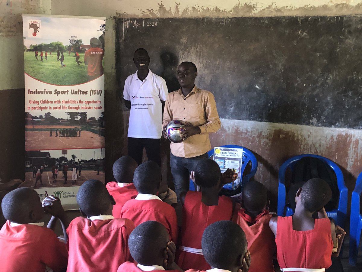 Metup with colleagues from X-Suba Sport4development based in Jinja for an engagement on how they can partner with .@blindfootballug and closed off the day with a visit to Lakeside Primary School for an awareness chat about Disabled people and the different things they do.