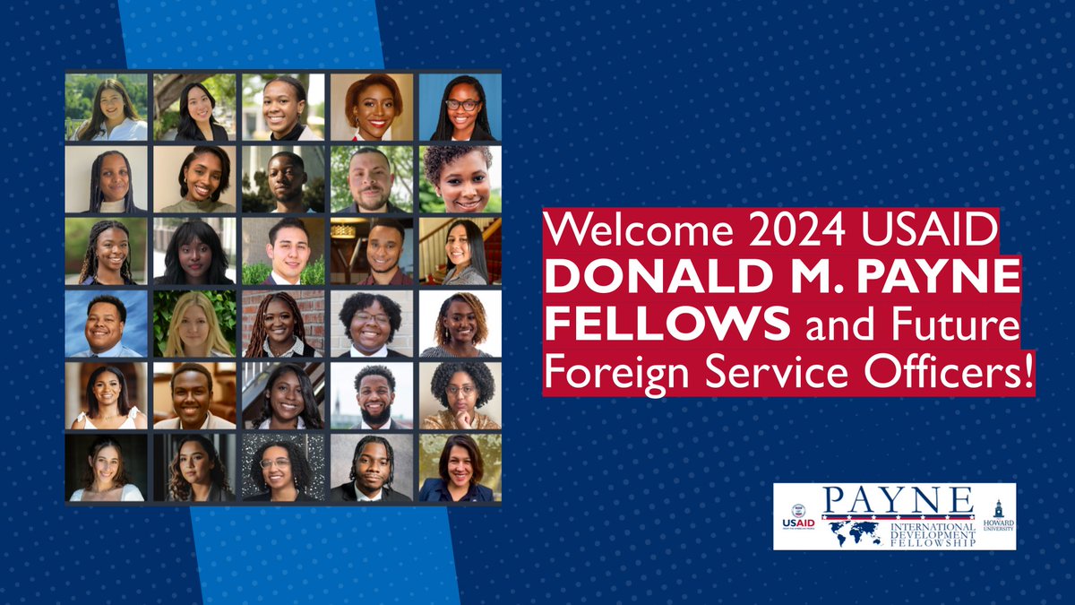 We’re thrilled to introduce our new cohort of the 2024 #PayneFellows who join the USAID Donald M. Payne International Development Graduate Fellowship Program. Each Fellow brings a unique set of experiences and skills, embodying the core values of the Program. @HowardU