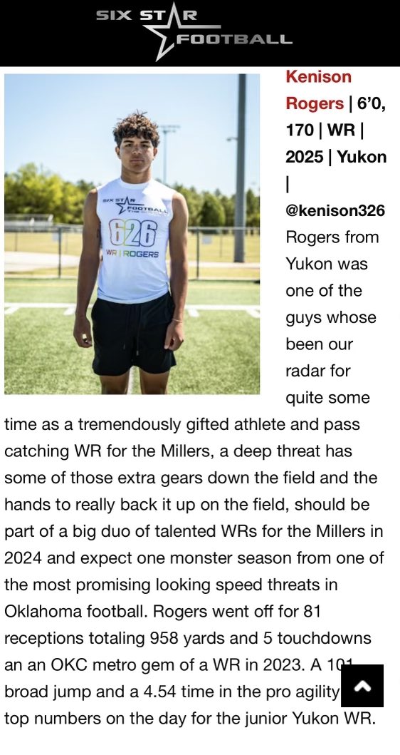 Thank you @6starfootballOK for the awesome write up and finals invite. I had a great time at the combine this weekend and looking forward to giving it all I got at the finals. Always grateful and much appreciated. @MillersFB @OkieTakeover @TheShaqMiller
