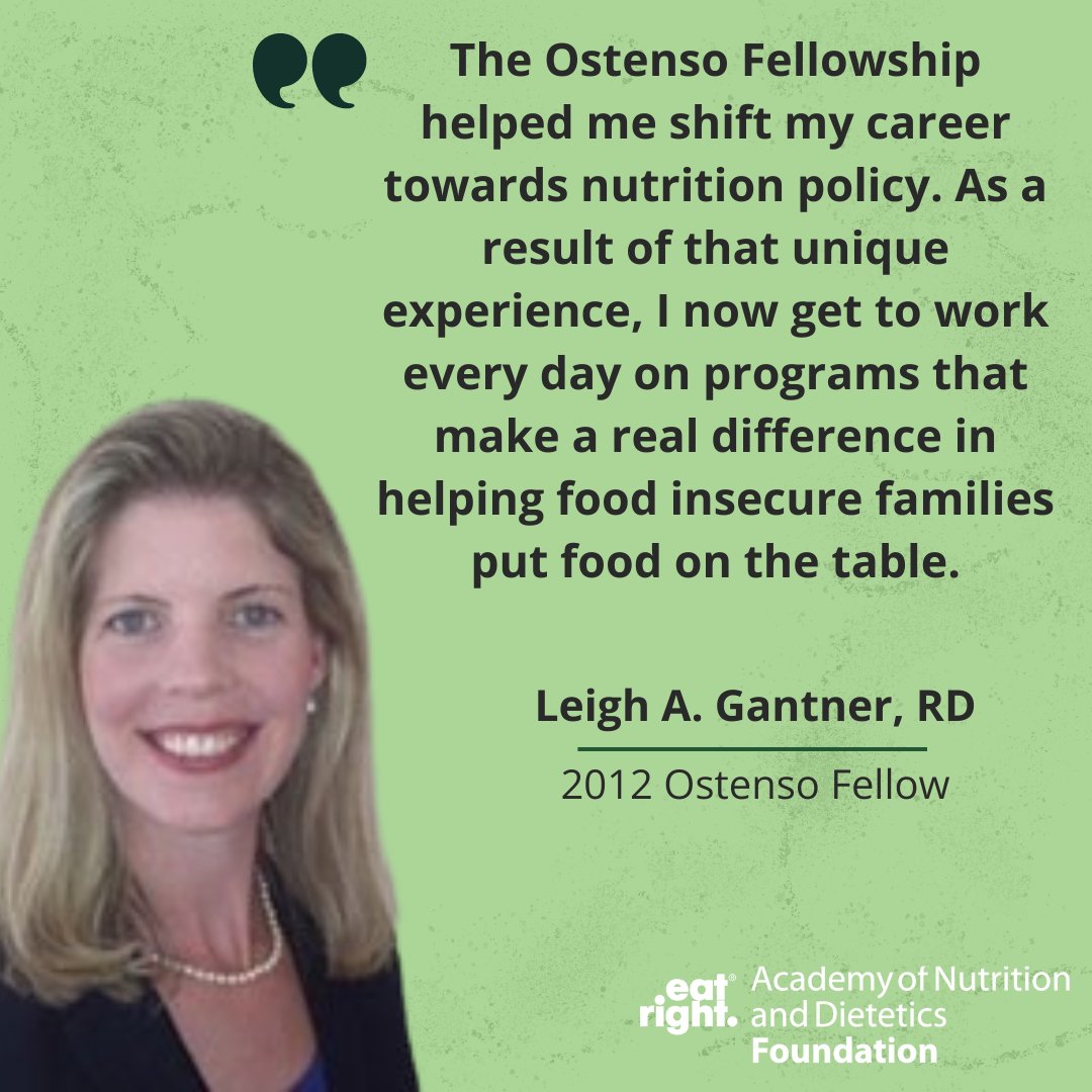 Our Foundation is offering a unique opportunity for a one-year fellowship in Washington, D.C. through the Grace L. Ostenso Nutrition and Public Policy Fellowship! 

Learn more and apply by May 7: sm.eatright.org/OstensoFellows…

#eatrightPRO #rdchat