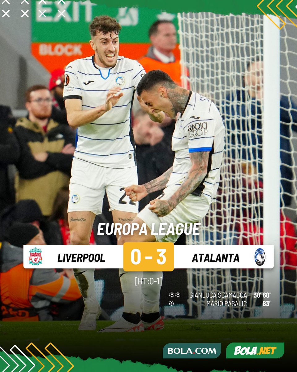 #LiveBolanet FT: Liverpool 0-3 Atalanta | Possessions: 65%-35% | Shots: 19-11 | Corners: 4-2

The Reds dijungkalkan Atalanta di kandang sendiri!

#uel #liverpool #atalanta #blnrin #bolanetreview
