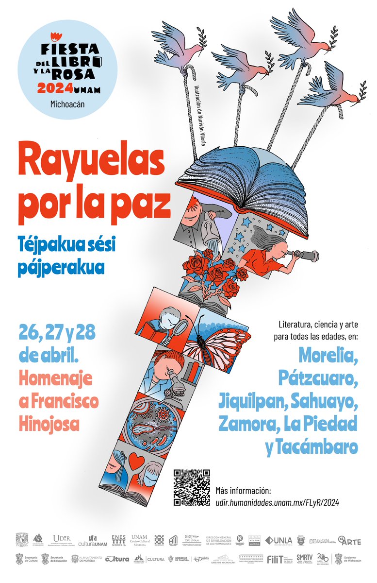 Dentro de la Fiesta del Libro y la Rosa 2024, no te pierdas el homenaje a Francisco Hinojosa con 'Rayuelas por la paz'. 📅26, 27 y 28 de abril. ✅Más info: uaer.humanidades.unam.mx/flyr-2024/ ¡Te esperamos! @UAERUNAM @UDIR_UNAM