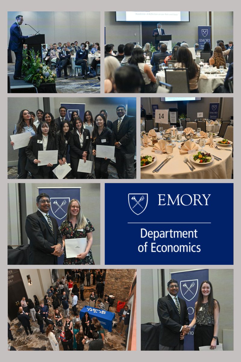 🌟 An evening of recognition at the @EmoryEconomics annual banquet! Provost Bellamkonda [@ravibell] shared insights on academia’s future. Congrats to all award winners and new ODE inductees. 🎓🏆 @EmoryUniversity @emorycollege @laneygradschool
