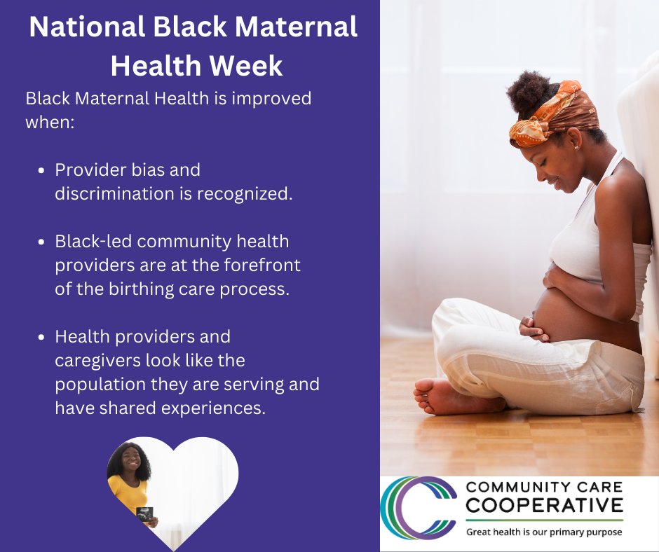 It is National Black Maternal Health Week!

Federally Qualified Health Centers (FQHCs) throughout the United States are committed to providing culturally appropriate experiences for all throughout the entire birthing experience.

#BMHW24 #BMHW2024