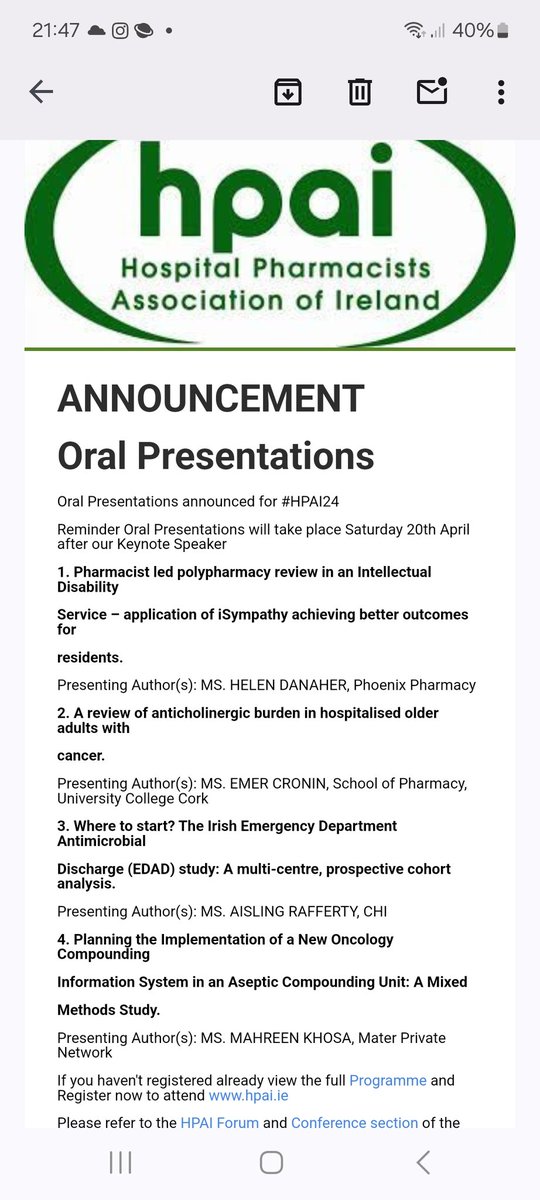 Looking forward to these #hpai #hospitalpharmacy #hdanaher